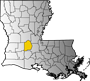 Map showing Evangeline Parish location within the state of Louisiana